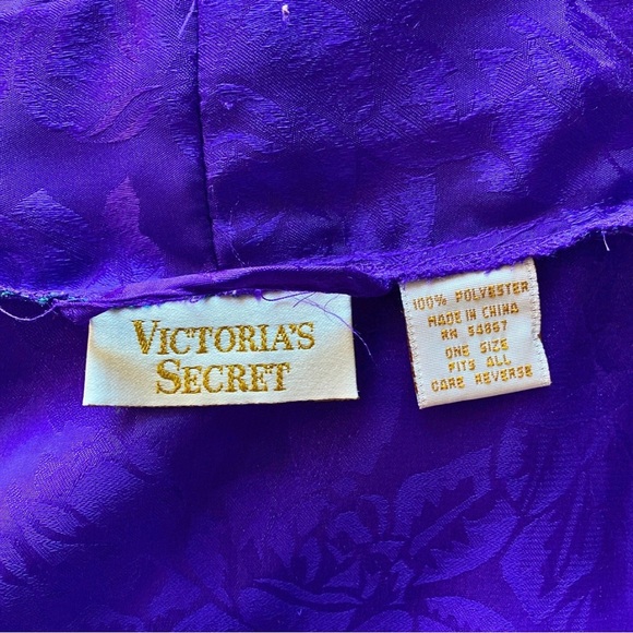 VINTAGE 80s VICTORIAS SECRET GOLD LABEL ROBE PURPLE SATIN ONE SIZE WOMENS - Picture 10 of 13